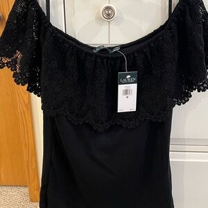 Ralph Lauren Black Lace Off-Shoulder Blouse